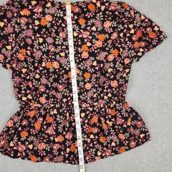 Loft Top Womens Size XS V Neck Floral Wrap Blouse - Picture 13 of 14